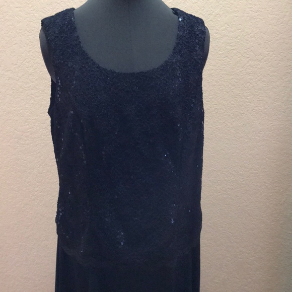 R&M Richards Sequined Lace Chiffon Dress & Jacket - Picture 4 of 7
